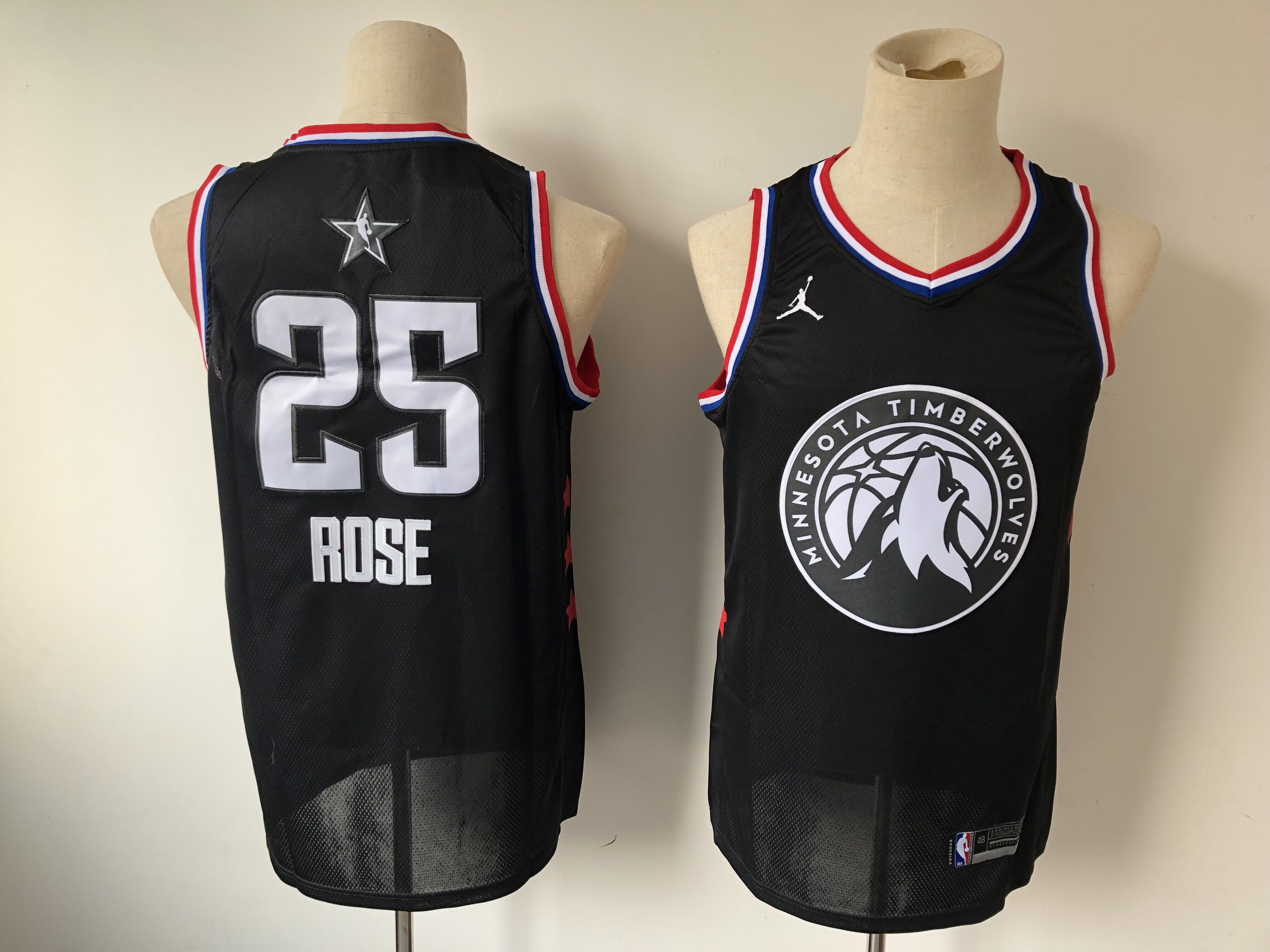 Men Minnesota Timberwolves #25 Rose Black 2019 All Star NBA Jerseys